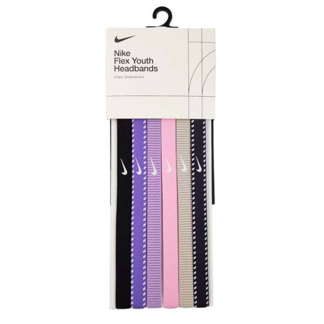 【6本組】ナイキ(NIKE) ジュニア YOUTH FLEX フレックス クラシック ヘッドバンド 6P BN2084-061 ブラック×バイオレット(26y10m)