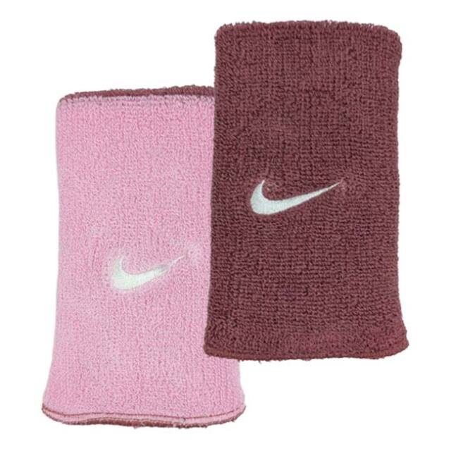 【2個組】ナイキ(NIKE) ユニセックス SWOOSH スウッシュ リバーシブル ダブルワイド リストバンド 2P BN3100-651 ピンクS×ピンクR×ホワイト(26y7m)