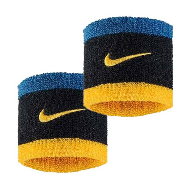 【2個組】ナイキ(NIKE) ユニセックス Swoosh スウッシュ クラシック リストバンド 2P BN3000-047 BK×グリーンA×Uゴールド(26y7m)