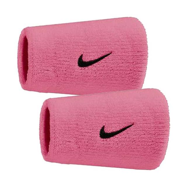 【2個組】ナイキ(NIKE) ユニセックス Swoosh スウッシュ クラシック ダブルワイド リストバンド BN4000-618 ピオニー×ブラック(26y1m)
