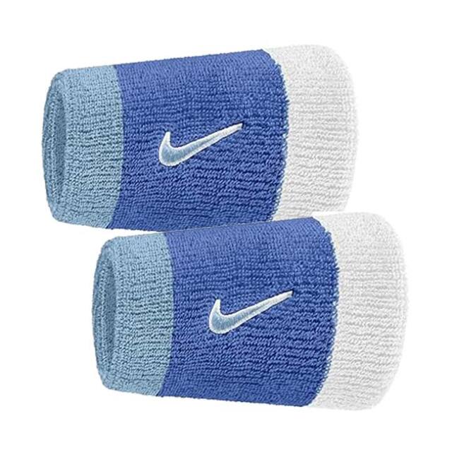 【2個組】ナイキ(NIKE) ユニセックス Swoosh スウッシュ クラシック ダブルワイド リストバンド BN4000-432 コメットブルー×Sホワイト(26y1m)