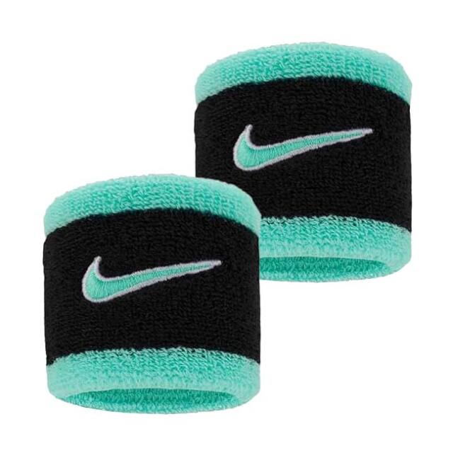 【8日から72時間 8%OFFクーポン】【2個組】ナイキ(NIKE) ユニセックス Swoosh スウッシュ クラシック リストバンド BN3000-087 ブラック×Bターコ(25y10m)