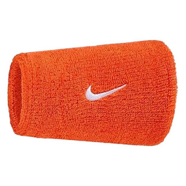 【2個組】ナイキ(NIKE) ユニセックス Swoosh スウッシュ クラシック ダブルワイドリストバンド BN4000-802 チームオレンジ×ホワイト(25y7m)