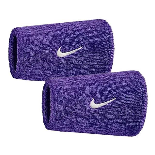 【2個組】ナイキ(NIKE) ユニセックス Swoosh スウッシュ クラシック ダブルワイドリストバンド BN4000-588 コートパープル×ホワイト(25y7m)
