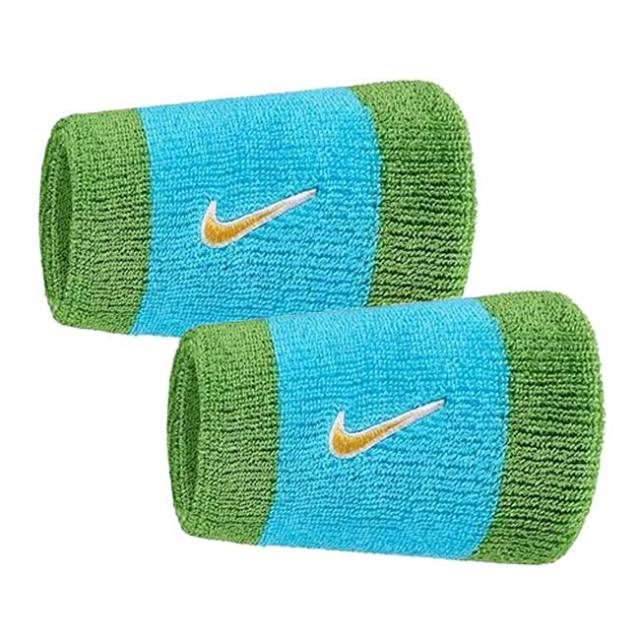 【2個組】ナイキ(NIKE) ユニセックス Swoosh スウッシュ クラシック ダブルワイドリストバンド BN4000-488 Bブルー×CHL×Uゴールド(25y7m)
