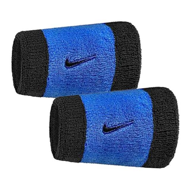 【2個組】ナイキ(NIKE) ユニセックス Swoosh スウッシュ クラシック ダブルワイドリストバンド BN4000-464 コメットブルー×ブラック(25y7m)
