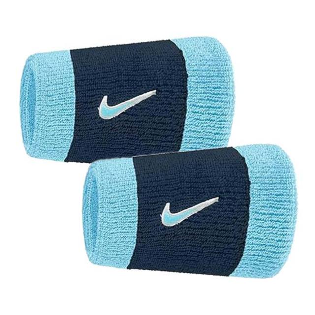 【2個組】ナイキ(NIKE) ユニセックス Swoosh スウッシュ クラシック ダブルワイドリストバンド BN4000-403 Aブルー×Cネイビー×PI(25y7m)