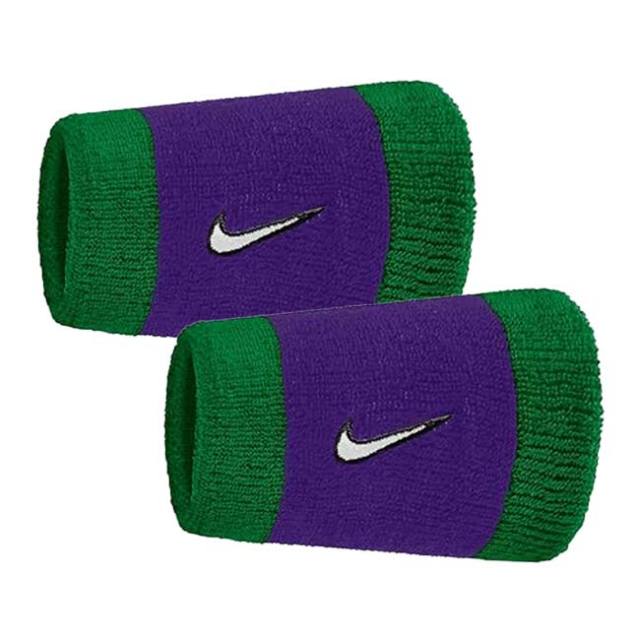 【2個組】ナイキ(NIKE) ユニセックス Swoosh スウッシュ クラシック ダブルワイドリストバンド BN4000-306 クローバー×Fパープル×WH(25y7m)