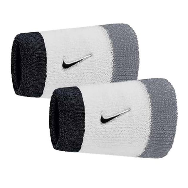【2個組】ナイキ(NIKE) ユニセックス Swoosh スウッシュ クラシック ダブルワイドリストバンド BN4000-122 ホワイト×Cグレー×BK(25y7m)