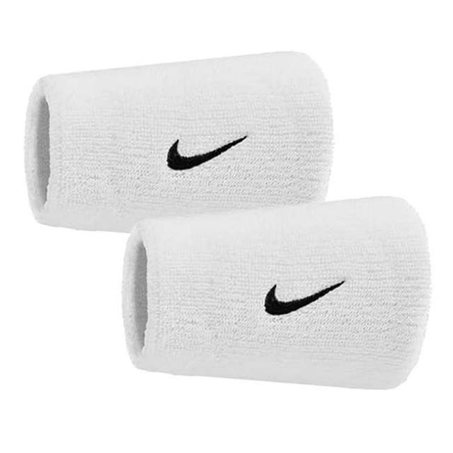 【2個組】ナイキ(NIKE) ユニセックス Swoosh スウッシュ クラシック ダブルワイドリストバンド BN4000-101 ホワイト×ブラック(25y7m)