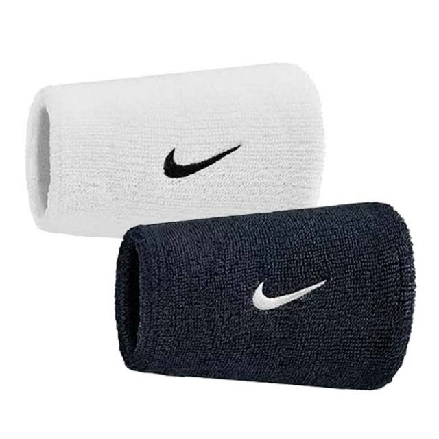 【2個組】ナイキ(NIKE) ユニセックス Swoosh スウッシュ クラシック ダブルワイドリストバンド BN4000-036 ブラック×ホワイト×BK(25y7m)