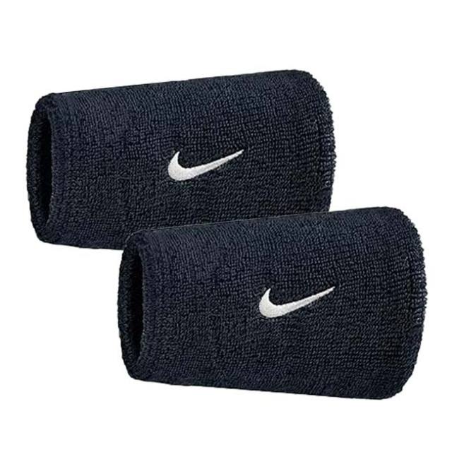 【2個組】ナイキ(NIKE) ユニセックス Swoosh スウッシュ クラシック ダブルワイドリストバンド BN4000-010 ブラック×ホワイト(25y7m)