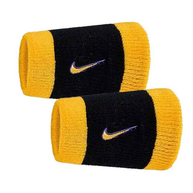 【2個組】ナイキ(NIKE) ユニセックス Swoosh スウッシュ クラシック ダブルワイドリストバンド BN4000-009 BK×Cパープル×Uゴールド(25y7m)