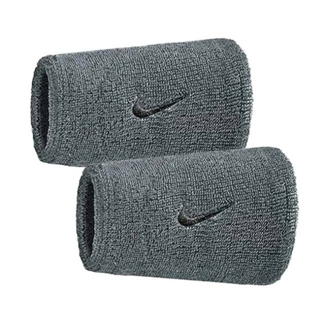 【2個組】ナイキ(NIKE) ユニセックス Swoosh スウッシュ クラシック ダブルワイドリストバンド BN4000-005 クールグレー×ブラック(25y7m)