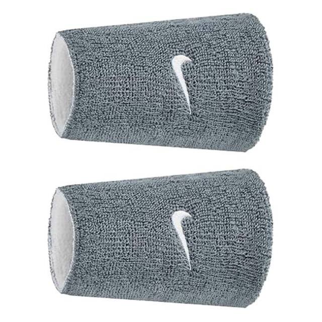 ナイキリストバンド　ナダル使用モデル　グレー×白 NIKE ナイキ リストバンド 人気カラー 灰色 男女兼用 2本×2