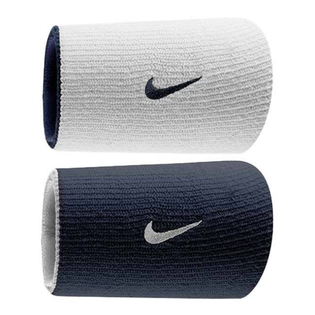 【2枚1組】ナイキ(NIKE) 2025 SP ユニセックス Dri-FIT ホームアンドアウエー リバーシブル ダブルワイド リストバンド NNNB0-416 ネイビー×ホワイト(25y5m)