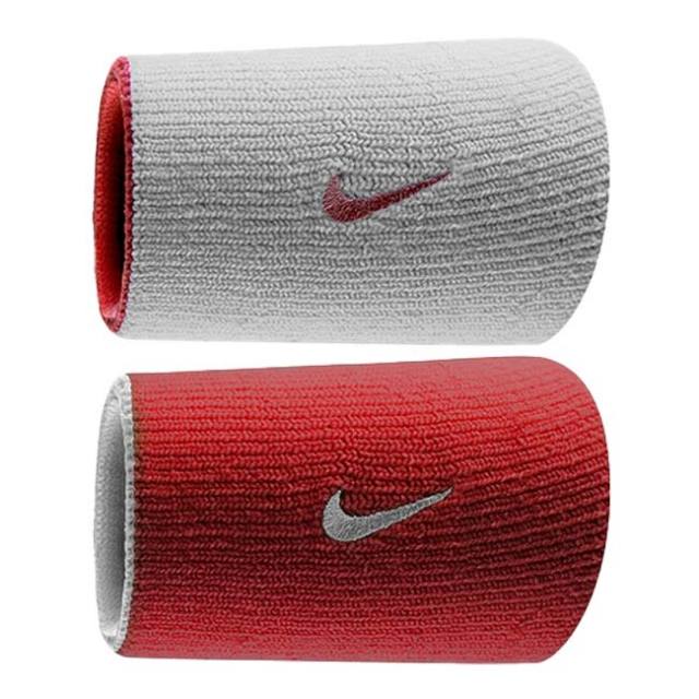 【2枚1組】ナイキ(NIKE) 2025 SP ユニセックス Dri-FIT ホームアンドアウエー リバーシブル ダブルワイド リストバンド NNNB0-624 レッド×ホワイト(25y5m)