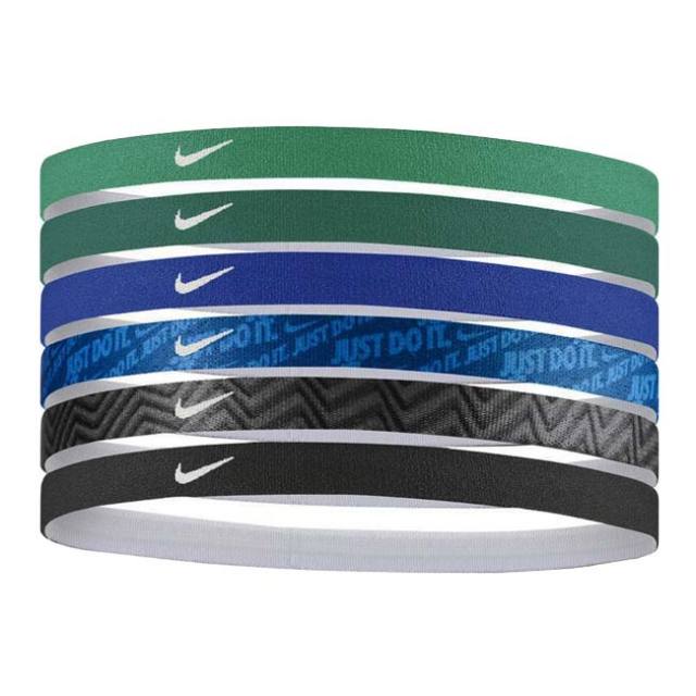 「色柄違い6本組」ナイキ(NIKE) ユニセックス プリント ヘッドバンド 6本パック BN2072-305グリーン×ブルー×ブラック(24y11m)