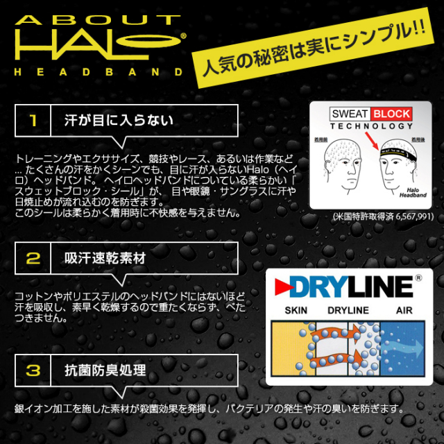 汗が目に入らない究極ヘッドバンド】ヘイロ(HALO HEADBAND