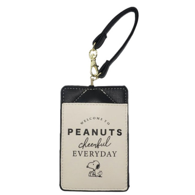 Peanuts ピーナッツ Snoopy スヌーピー 2wayリール パスケース Cheerful チアフル 定期入れ カードケース キーホルダー Kmo 0666 21y11m