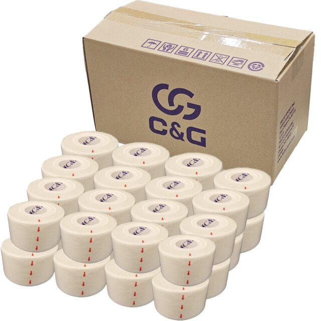 スポーツテーピング ヘリオ(HELIO) C&G ホワイトテープ 38mm×12m 32巻入り(１箱) 非伸縮 固定用テープ CG38WT-32(19y7m)