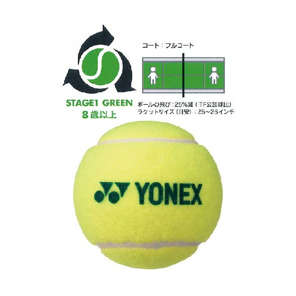 【9,000円以上で8％OFFクーポン】【バラ売り1球 グリーンボール】ヨネックス マッスルパワーボール40 TMP40 (YONEX Muscle Power 40) ジュニアテニスボール(16y5m)