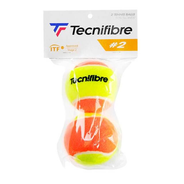 「2球入り」テクニファイバー(Tecnifibre) ステージ2 オレンジボール (ツートンタイプ) ジュニアテニスボール TBP2OR1(23y1m)