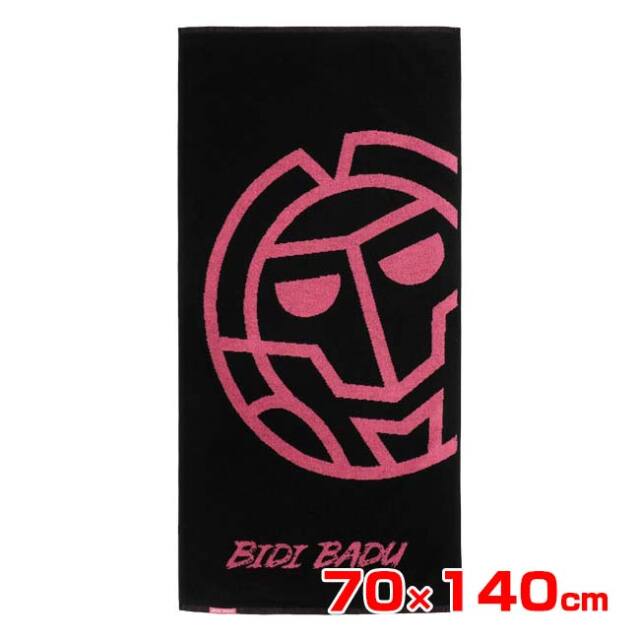 BIDI BADU(ビディバドゥ) 2026 FS ユニセックス ロゴプリント入り バスタオル 70×140cm BB270003-200 ブラック×ピンク(26y2m)