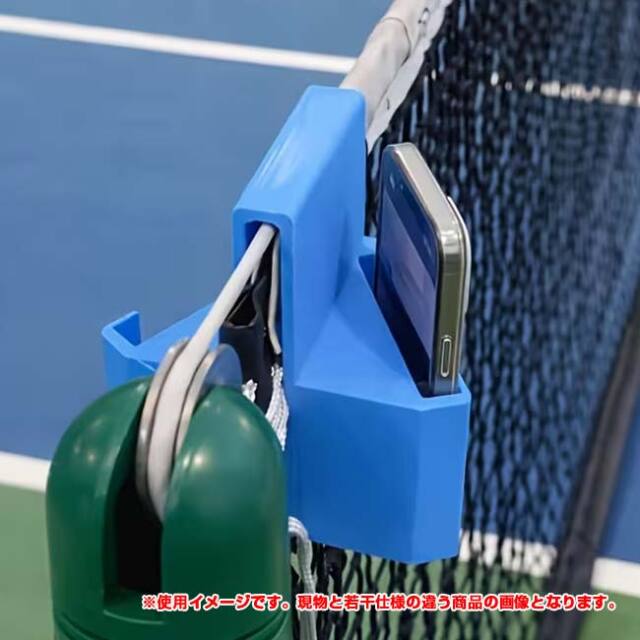 テニス用スマホホルダー ネット取付用 スマホハンガー スマホ2台収納可能 ※対応サイズをご確認ください※ TE239984 ブルー(26y2m)