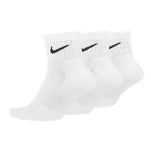 「同色3足組」ナイキ(NIKE) ユニセックス エブリデイ クッション クウォーター アンクル丈 ソックス 3P SX7667-100 ホワイト×ブラック(24y4m)