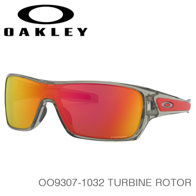 オークリー Oakley スポーツサングラス スタンダードフィット Turbine Rotor タービンローター 海外正規品 Oo9307 2432 Grey Ink Prizm Ruby y10m