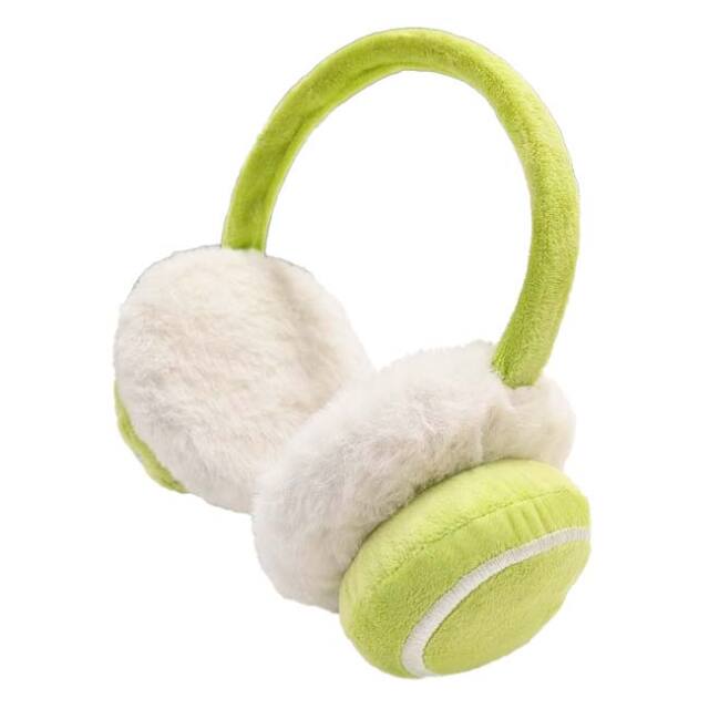 【防寒グッズ】 ユニセックス テニスボール型 イヤーマフ イヤーウォーマー 防寒 防風 TE299997 グリーン×ホワイト(26y1m)