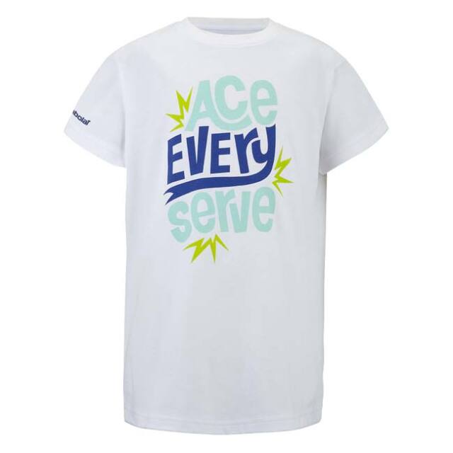 バボラ(Babolat) 2026 ジュニア(ボーイズ) EXERCISE エクササイズ ロゴ コットン半袖Tシャツ 4BS26444-1000 ホワイト×ホワイト(26y8mテニス)