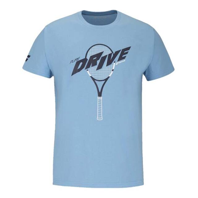 バボラ(Babolat) 2025 ジュニア DRIVE ドライブ コットン半袖Tシャツ 4JS25441X-4128 ドライブヘリテージブルー(25y4mテニス)