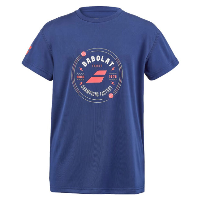 【20%OFFクーポン対象10日まで】バボラ(Babolat) ジュニア(ボーイズ) EXERCISE エクササイズ グラフィック 半袖Tシャツ 4BTD017-4000 エステートブルー(22y6mテニス)