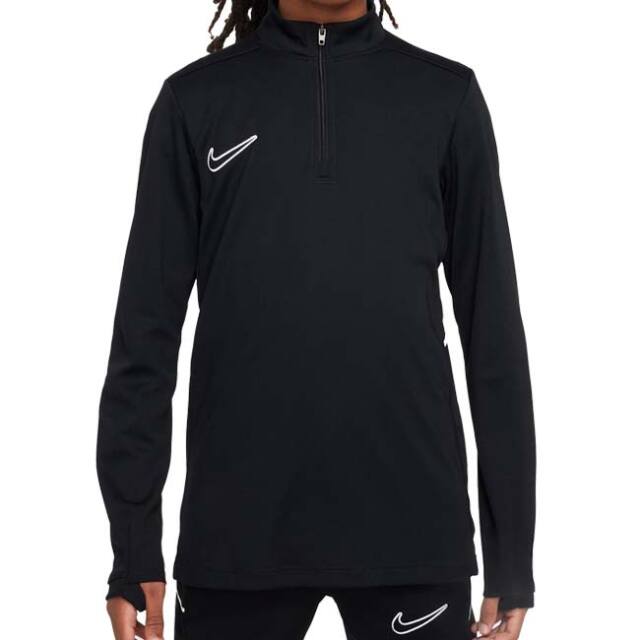 ナイキ(NIKE) 2026 SP ジュニア アカデミー Dri-FIT ロングスリーブ 1／4ジップ サッカードリル 長袖トップ HJ3721-010 ブラック×ホワイト(26y1mサッカー)
