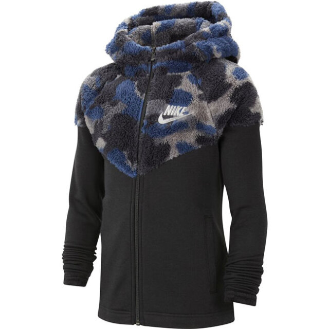 【20%OFFクーポン対象10日まで】在庫処分特価】ナイキ(NIKE) ジュニア(ボーイズ) スポーツウエア シェルパ フード付きジャケット CU8942-010 ブラック×ライトスモークグレー 並行輸入品(20y11mトレーニング)