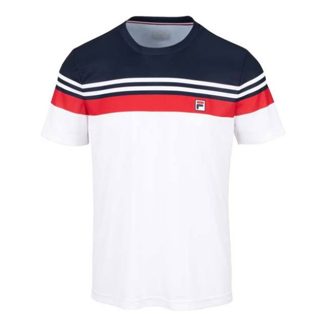 FILA(フィラ) ジュニア(ボーイズ) MALTE(マルテ) カラーブロック ゲームシャツ FJL231014E-0152 ホワイト×Fレッド(23y4mテニス)