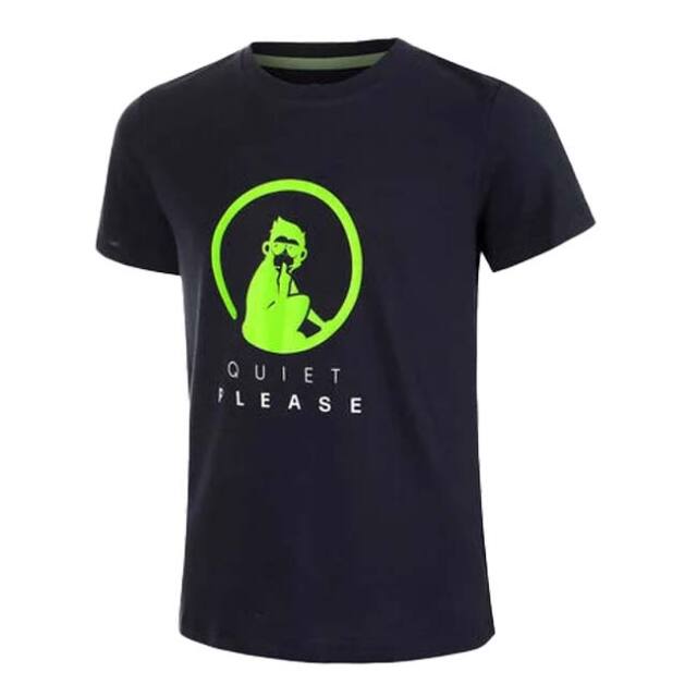 QUIET PLEASE(クワイエットプリーズ) 2025 FS ジュニア(ボーイズ) ワイルドアドバンテージ ロゴ 半袖Tシャツ QP80011-611 Bネイビー×Fグリーン(25y7mテニス)