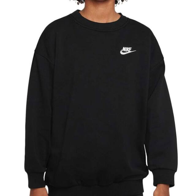 在庫処分特価】ナイキ(NIKE) 2025 HO ジュニア(ガールズ) スポーツウエア クラブ YTH フリース オーバーサイズ スウェット トレーナー FD2923-010 ブラック×ホワイト(25y12m)