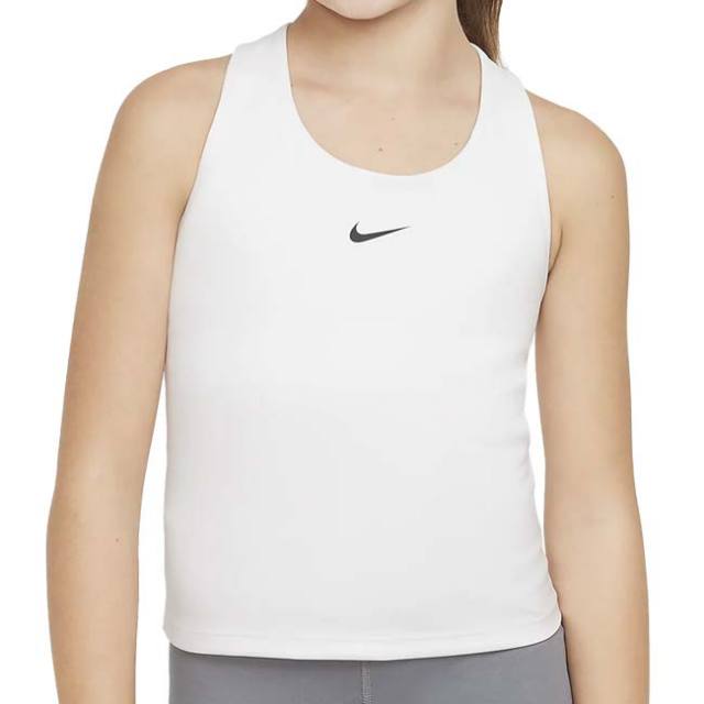 ナイキ(NIKE) ジュニア(ガールズ) Dri-FIT スウッシュ タンクトップ スポーツブラ FB2264-100 ホワイト×ブラック 並行輸入品(23y10mトレーニング)