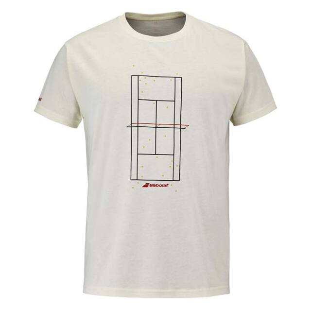 【ＵＳサイズ】バボラ(Babolat) 2026 メンズ EXERCISE エクササイズ メッセージ ロゴ 半袖Tシャツ 4MS26445-1100 カンノーリクリーム(26y8mテニス)