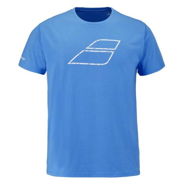 【ＵＳサイズ】バボラ(Babolat) 2026 メンズ EXERCISE エクササイズ メッセージ ロゴ 半袖Tシャツ 4MS26445-4062 マリブブルー(26y8mテニス)