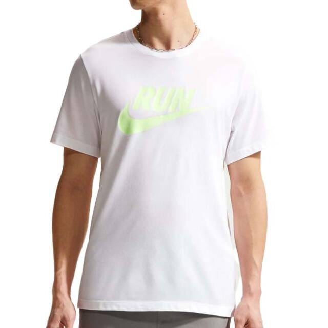 【日本サイズ】ナイキ(NIKE) 2026 SU メンズ Dri-FIT ランニング ロゴ入り 半袖Tシャツ IH4239-103 ホワイト×ベアリーボルト(26y5mトレーニング)