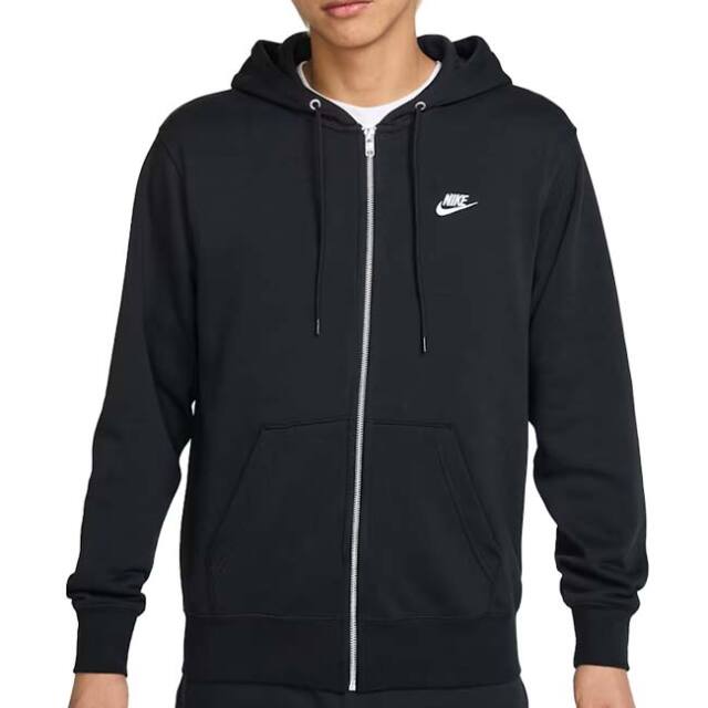 売切り終了！在庫処分特価】【日本サイズ】ナイキ(NIKE) 2025 HO メンズ CLUB クラブ フルジップ フレンチテリー 長袖フーディ FN3885-010 ブラック×ホワイト(25y12mトレーニング)