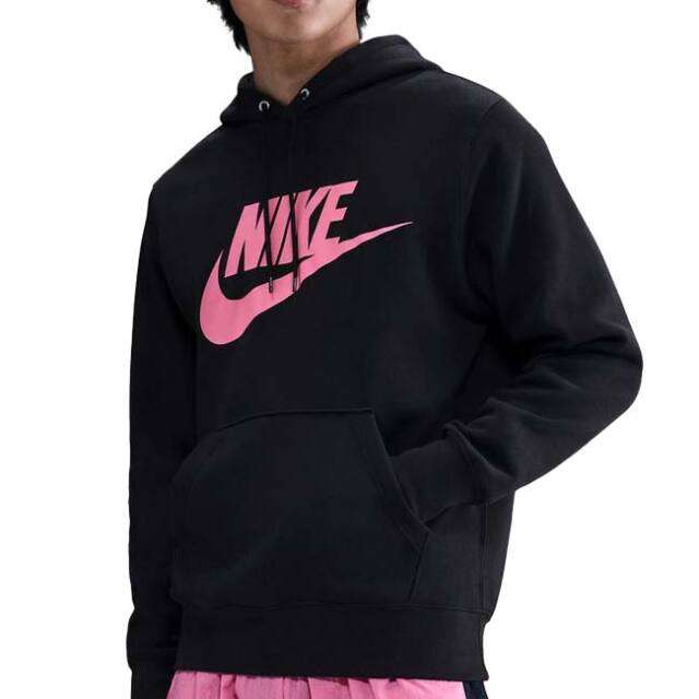 売切り終了！在庫処分特価】【日本サイズ】ナイキ(NIKE) 2025 HO メンズ CLUB クラブ フリース プルオーバー 長袖フーディ パーカー FN3869-011 BK×ピンクシクル(25y12mトレーニング)