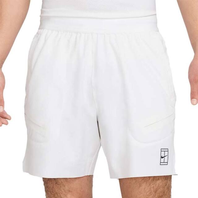 売切り終了！在庫処分特価】【日本サイズ】ナイキ(NIKE) 2025 SP メンズ コートアドバンテージ Dri-FIT 6インチ ゲームショートパンツ FZ6914-100ホワイト×BK(25y1mテニス用ゲームウェア)