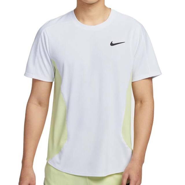 在庫処分特価】ナイキ(NIKE) 2025 SP メンズ コート スラム Dri-FIT 半袖 ゲームシャツ FZ6858-100ホワイト×ルミナスグリーン(25y1mテニス用ゲームウェア)