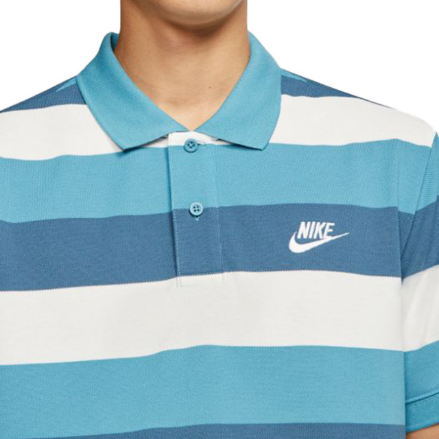 在庫処分特価 日本サイズ ナイキ Nike メンズ スポーツウエア マッチアップ ストライプ 半袖ポロシャツ Cj4466 424 セルリアン ホワイト 21y3mトレーニング