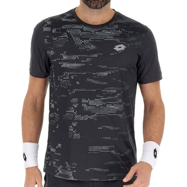 【EUサイズ】ロット(LOTTO) 2025 メンズ SUPERRAPIDA スーパーラピダ D2 半袖Tシャチ 220469-1MY Aブラック×シルバーM2(25y12mパデル)